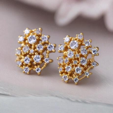 Meteor Dust Cluster Studs - Organic stud clusters with scattered tiny CZs for a stardust look