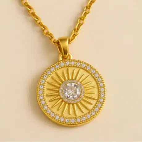 Gem Halo Coin Pendent.