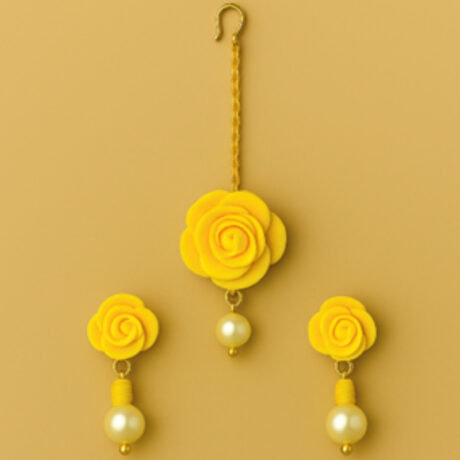 Haldi Tikka & Earring Floral Set